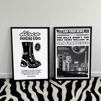 Music Disco Print and Poster San FranDISCO Travel Wall Picture Spirit Quote Positive Canvas Painting for Living Room Homeoration 21x30cm No Framed белый