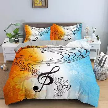 Music Duvet Cover Musical Notes Bedding Set Microfiber Instrument Violin Cello Quilt Cover Twin/Full/Queen/King For Girls Teen 70x133cm 2pcs