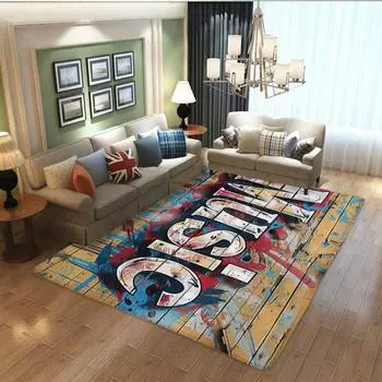 Музыкальные элементы Ковер с деревянной доской Граффити Текстовый принт Узор Ковер Напольный коврик Коврик для двери Декор интерьера спальни Фланель 40X60cm-16x24in