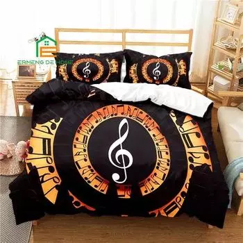 Music Notes Pattern Duvet Cover Set Bedding for Aldult Kids Bed Set Game Quilt Cover Comforter Cover Bedding Set 8 sizes EU Single 135x200cm
