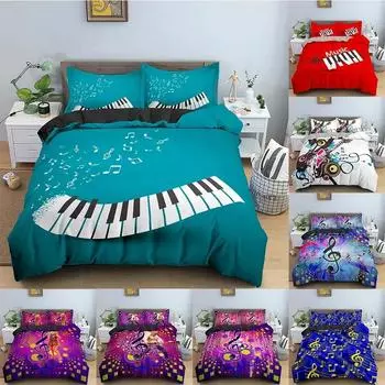 Music Pattern Bedding Set Music Notation And Instrument Duvet Cover Set Comforter Cover With Pillowcase Home Textiles 70x133cm 2pcs