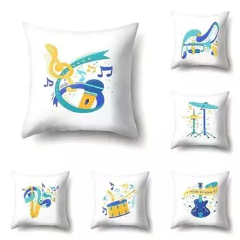 Music theme printed throw pillow cover bedroom home decoration living room sofa children s room cushion cover 40x40cm