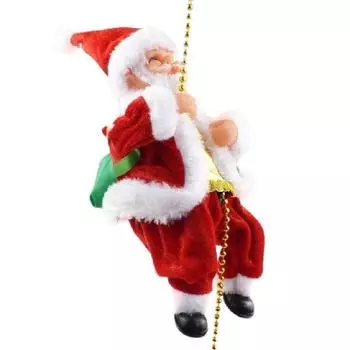 Musical Electric Christmas Toys Santa Claus Climbing On Rope For Xmas Decor Black Shoes