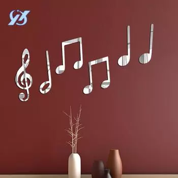 Musical note acrylic 3D three-dimensional wall stickers music classroom layout stickers piano room wall decorations