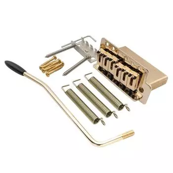 Musiclily Pro 10.5mm Modern 6-Point Tremolo Unit Bridge 36mm Solid Brass Block для электрогитары Squier Strat, золото