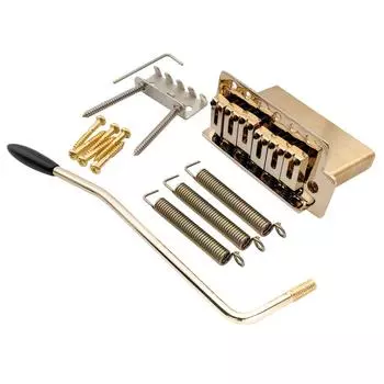 Musiclily Pro 10.5mm Modern 6 Point Tremolo Unit Bridge 40mm Solid Brass Block for Squier Strat Electric Guitar, Gold