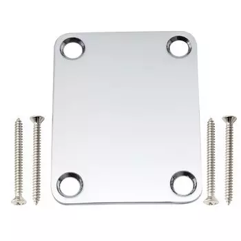 Musiclily Pro Guitar Neck Plate Steel 4 Point Clasp for Electric Chrome Guitar/Bass,