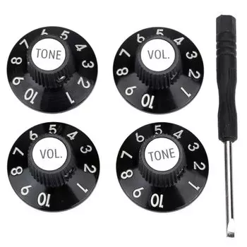 Musiclily Pro Inch Standard Guitar Hat Knob 2 Tone 2 Volume Sombrero Knob Black of Set, (Набор 4)