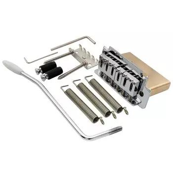 Musiclily Pro Modern 2 Point Tremolo Unit Bridge 40mm Solid Brass Block for Squier Strat Electric Chrome 10.5mm Guitar,