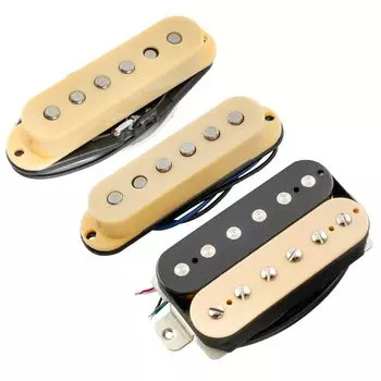 Musiclily Pro ST-60SE Staggered Alnico 5 Single-Coil Pickups and Humbucker HSS Neck, Middle, and Bridge Pickup Set for Strat Electric Guitars (Zebra)