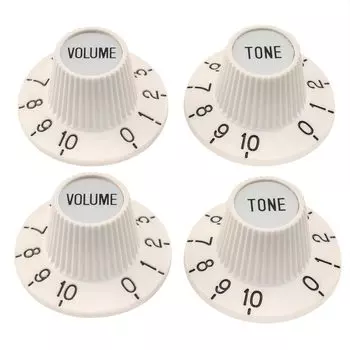 Musiclily Pro Top Hat Knob Sombrero Knob Inch Standard Volume Tone Электрический усилитель состаренный белый гитарный/басовый эффектор, (Набор 2VOL.+2TONE)