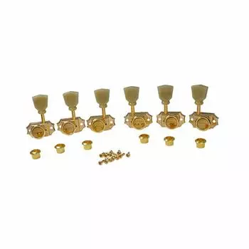 Musiclily Pro Vintage Keystone Style 3L+3R гитарные колки с фиксаторами для электрогитары Les Paul Style, акустическая гитара с золотисто-зелеными кнопками