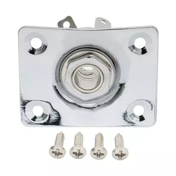 Musiclily Rectangular Electric Guitar Input Jack Plate Chrome & Socket,