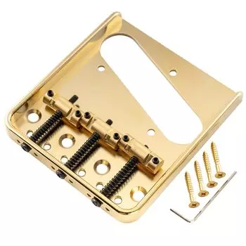 Musiclily Ultra 10.8mm Алюминиевая пластина Винтаж Telecaster Бридж 3WAY Коррекция длины струн Латунное седло TL для электрогитары, золото