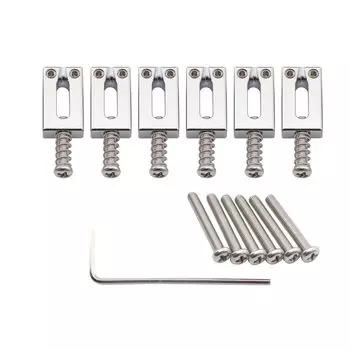 Musiclily Ultra Pitch ST Brass Bridge Saddle Set для гитары Strat Electric Chrome 11,2 мм, (Набор 6)