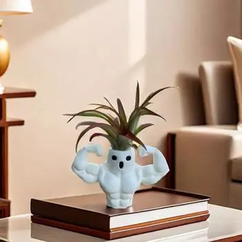 Мускулистый Призрачный Кашпо Смола Настольный Декор Цветочный Горшок Призрачный Суккулентный Кашпо Воздушный Держатель Растений для Воздушного Папоротника Уличный Домашний Офис белый