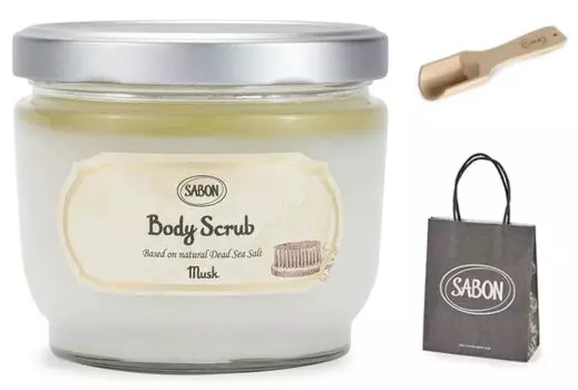 Мускус 600 г скраб для тела Sabon деревянная ложка в мягкой обложке Ayano Sabon подарок