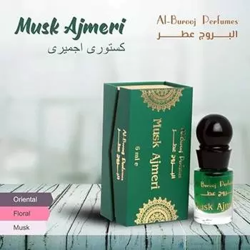 Мускус Аджмери 6 мл Премиальный стойкий безалкогольный роллерный аттар Цветочный аттар (Мускус, Роза, Древесные, Аравийский мускус, Цветочные) 6 ml