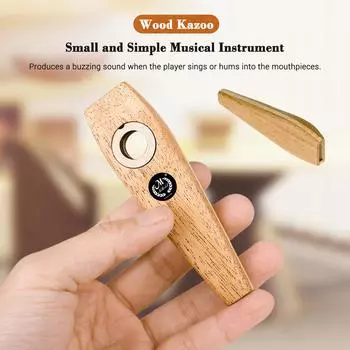 Muslady Wooden Kazoo Деревянный духовой инструмент Чрезвычайно простой в освоении и игре на музыкальном инструменте бежевый