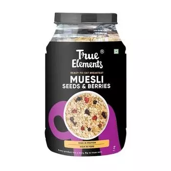 Мюсли 1 кг от True Elements с семенами, орехами и ягодами | 100% цельнозерновые хлопья на завтрак | Здоровое диетическое питание