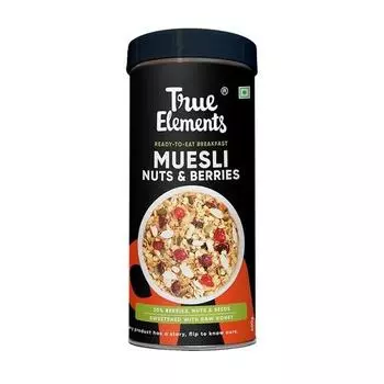 Мюсли True Elements Crunchy Nuts & Berries 400 г - 100% цельнозерновые хлопья | Богаты питательными веществами | Завтрак с высоким содержанием клетчатки | Наслаждение завтраком