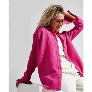 Муслин 100% хлопок рубашка повседневные однотонные свободные женские топы на пуговицах одежда с длинным рукавом элегантные рубашки и блузки праздничные подарки S белый