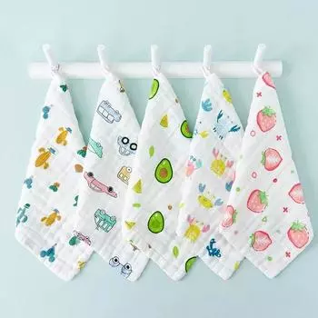 Muslin 6 Layers Cotton Soft Baby Towels Baby Face Towel Handkerchief Bathing Feeding Face Washcloth Wipe Burp Cloth Hand Towel 25cmX25cm