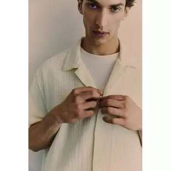 Муслиновая рубашка-рубашка HM Regular Fit кремового цвета