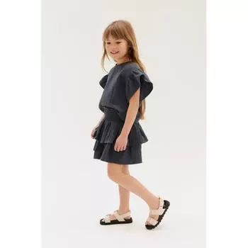 Муслиновая юбка с воланами HM Темно-синяя