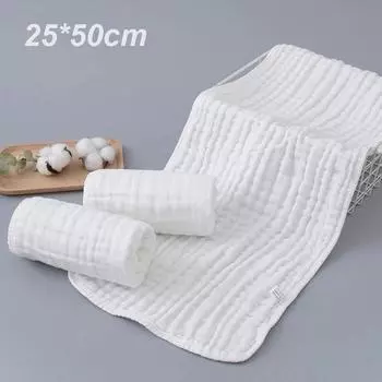 Муслиновое полотенце для новорожденных, детские принадлежности, белые, 6 слоев, детские полотенца для рук и лица, 100% хлопок, детские нагрудники, салфетка для срыгивания, 1/3 шт., полотенце 25*50 см