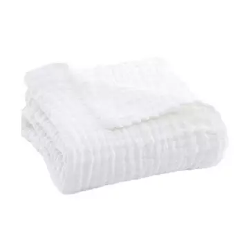 Муслиновый плед летний на диван, дышащий однотонный муслиновый плед, уютный плед для кровати, дивана, для путешествий, для праздничного использования 25cm белый