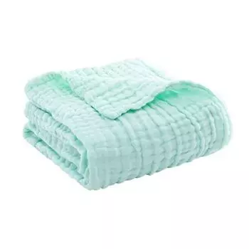 Муслиновый плед летний на диван, дышащий однотонный муслиновый плед, уютный плед для кровати, дивана, для путешествий, для праздничного использования 25cm зелёный