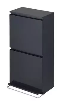 Мусорное ведро Asbel с крышкой для гостиной 40 л широкое моющееся черное глубина тонкое A6887 2 педали