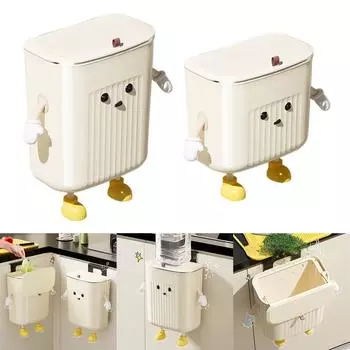 Мусорное ведро для компоста на кухне, мультяшное подвесное мусорное ведро с крышкой, дверца шкафа под раковиной, мусорное ведро для офисной стойки, домашний декор S