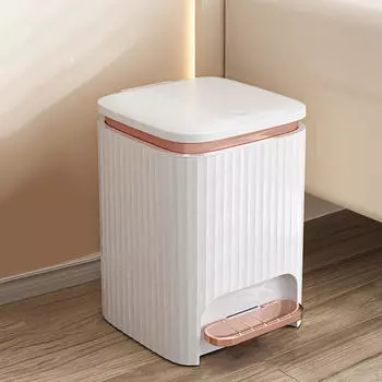 Мусорное ведро для ванной комнаты, мусорное ведро с ножной педалью и пресс-крышкой, кухонная мусорная корзина White 12l
