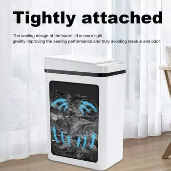 Мусорное ведро объемом 12 л с крышкой с датчиком движения, автоматическое маленькое мусорное ведро, экономящее место, мусорный контейнер для кухни, ванной комнаты, спальни, офиса