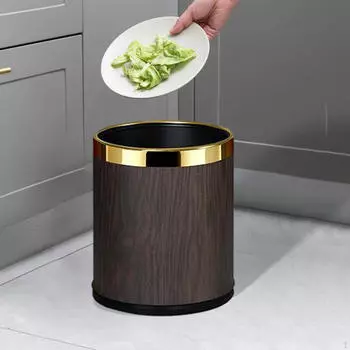 Мусорное ведро с древесным зерном, кухонное ведро для ресторана, дома, ванной комнаты, 10 л