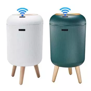 Мусорное ведро с крышкой с датчиком движения, большой вместимостью, управление без помощи рук, автоматическое умное мусорное ведро для ванной комнаты темно-зеленого