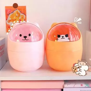 Мусорное ведро с рисунком медведя, большая емкость, прозрачная крышка с клапаном, многоцелевой контейнер для хранения пищевых остатков белый