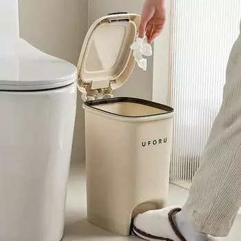 Мусорное ведро Водонепроницаемое мусорное ведро с крышкой Бытовая ванная комната Педаль Пресс Мусорное ведро Кухня Гостиная Большая вместимость Мусорное ведро