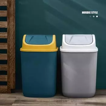 Мусорное ведро в скандинавском стиле с крышкой Shake Lid, квадратное, для дома, гостиной, креативное, милое, для спальни, современная, минималистская кухня с крышкой, мусорное ведро серый