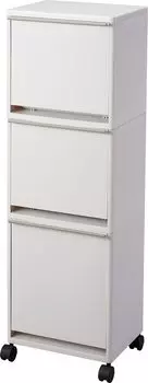 Мусорный бак Asbel A6600 с крышкой Wagon Wide на 3 отделения, можно использовать для хранения мелких предметов, ярусы, экономия, 43 л, белый, белый