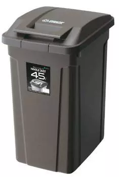 Мусорный бак Asbel A6726 с наружным пылесборником и прочной крышкой SP Firm, легко открывающейся и закрывающейся, 45 л, ручка, замок, коричневый, коричневый