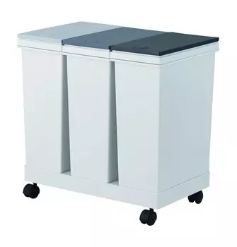 Мусорный бак Asbel A6895 с горизонтальной 3-секционной крышкой EC, вместимостью 60 л, черный, можно использовать для хранения мелких предметов чёрный