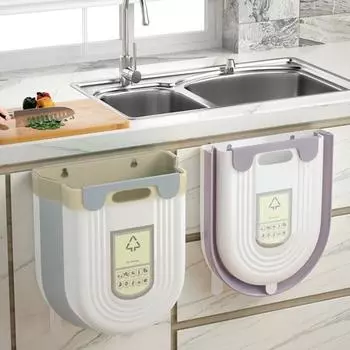 Мусорный бак, настенный, складной, компактный, с пряжкой, дверца шкафа, настенная подвесная корзина для хранения, товары для дома M синий