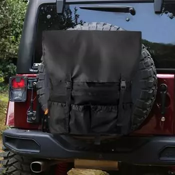 Мусорный мешок для хранения запасного колеса, внедорожное снаряжение для кемпинга, подходит для Jeep Wrangler TJ JK JKU JL JLU 2007-2024 с регулируемыми ремнями