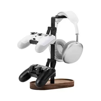 musowood Headphone Oshiyare Controller with Slip Pedphone Desktop Easy to Simple Aluminum Stand, Stand, Resistant, Stand, Storage, Assemble, (Walnut +
