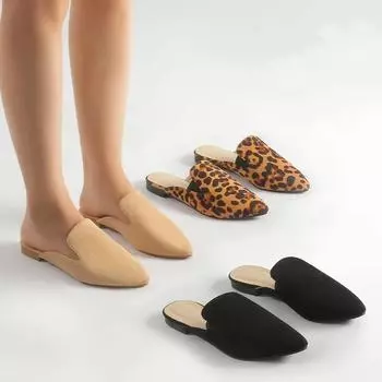 MUSSHOE Мюли женские на плоской подошве Удобные женские мюли с острым носком 6.5