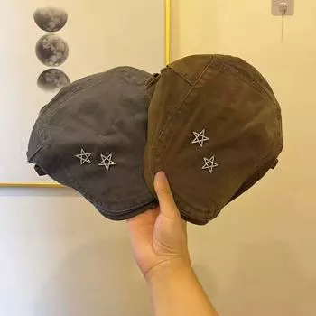 Муссон Гонконг Стиль Британский уличный тренд Форвард Кепка Кепка Ретро Стираный Старый Деним Анти-берет Женщина M56-58cm серый