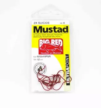 Mustad 92554NP-NR-4-A12 Крючки Big Red Suicide Ultra Point, размер 4 (9213)
